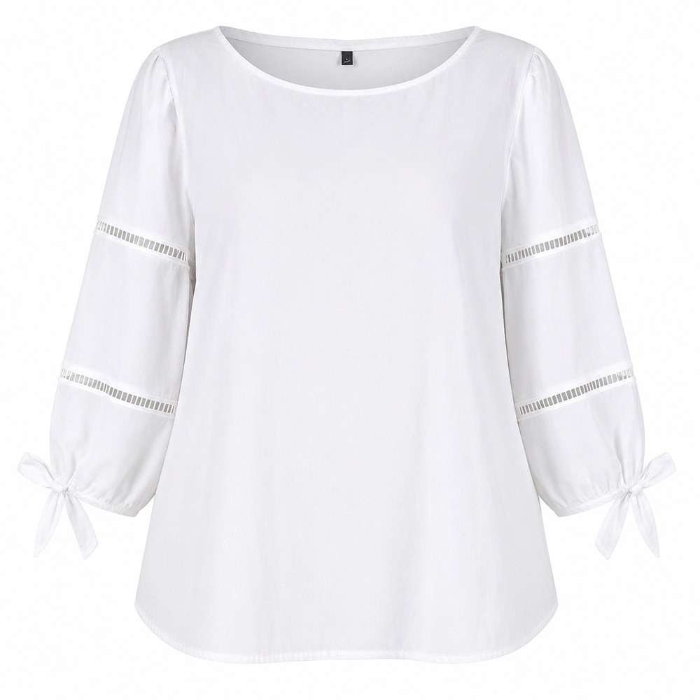 Talbots Blouse Womens XL White Cotton Ladder Lace Tie Sleeve Boho Casual Top